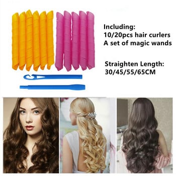 10 бр. Маша за коса без топлина Ролки за коса Sleeping Soft Spiral Curls Lazy Perm Curling Rod Wave Formers Инструменти за оформяне на коса