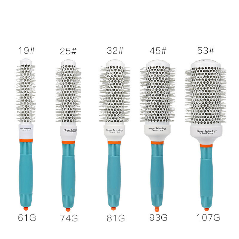 Keraminės jonų plaukų šukos Profesionalios salono plaukų šepetys Plaukų formavimas Plaukų šepetys Kirpyklos Šukos Apvalios Garbanotų plaukų voleliai Įrankiai Mėlynas