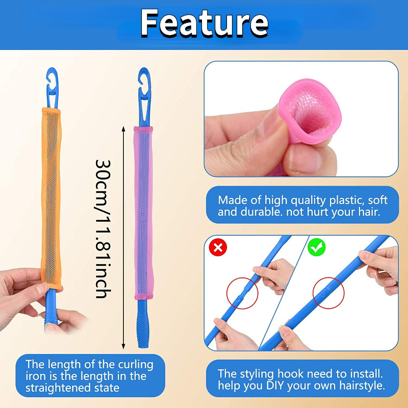 12gb. Nekarsējami matu ruļļi Magic Wave Formers Spirālveida matu ruļļi Viļņotie ruļļi Sieviešu frizūru rullīši matu veidošanas rīki