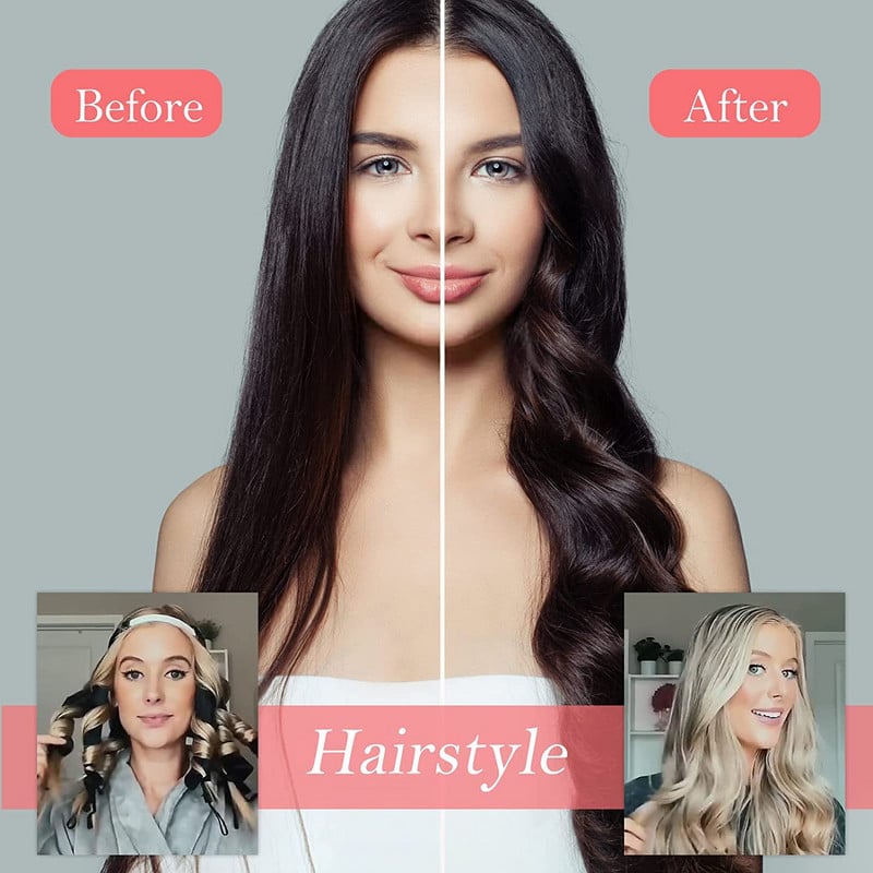 Nekarstoši matu ruļļi Ruļļi Lazy Curling Rod Galvas saite Cirtas Stienis Zīda lente Miega mīksta viļņu veidotāja Bez karstuma matu aksesuāri