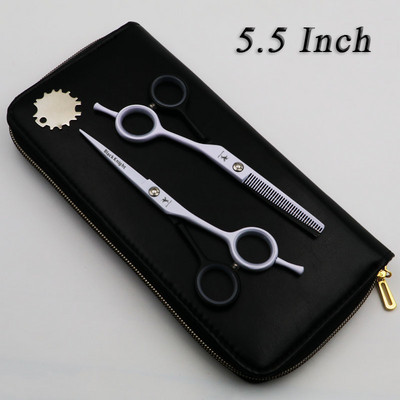 Σετ επαγγελματικών ψαλιδιών κομμωτηρίου 5,5/6 ιντσών Ψαλίδι κομμωτικής κοπής + αραίωσης υψηλής ποιότητας Προσωπικότητα σε ασπρόμαυρα στυλ