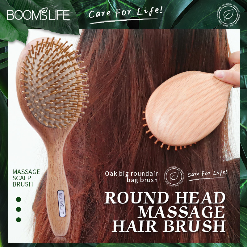 Brosse Massage Cuir Chevelu fa hajkefe női széles fogú hajfésűk fejbőr masszázs hajkefe fa fésű fodrász kiegészítők