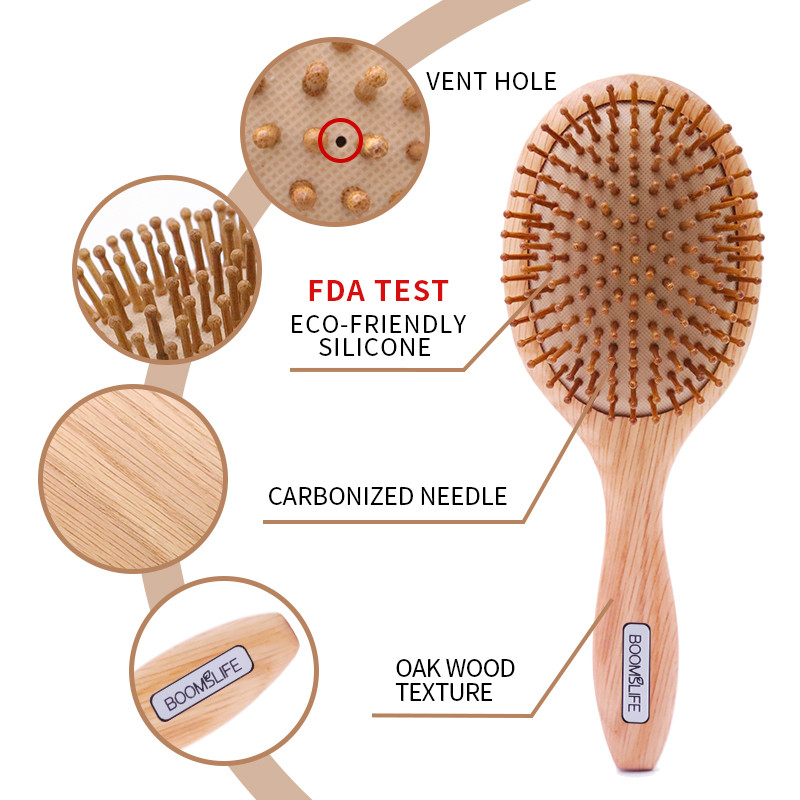Brosse Massage Cuir Chevelu fa hajkefe női széles fogú hajfésűk fejbőr masszázs hajkefe fa fésű fodrász kiegészítők