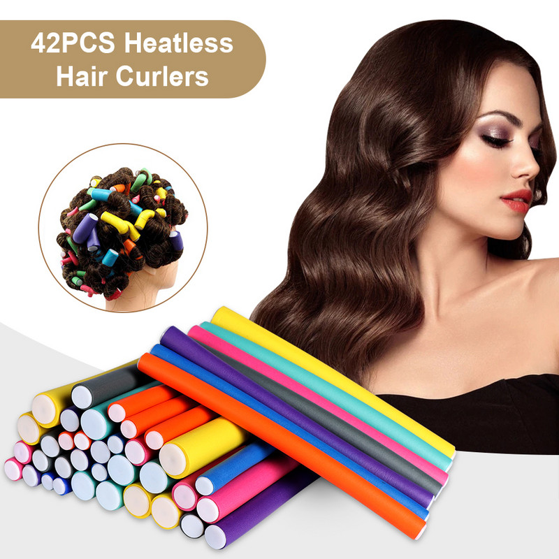 42GAB Nekarsējami matu ruļļi Lokšķēres Galvas lentes Slinki Matu Ruļļi Bez Karstuma Matu Ruļļi Sievietēm Skaistuma locīšanas matu instrumenti