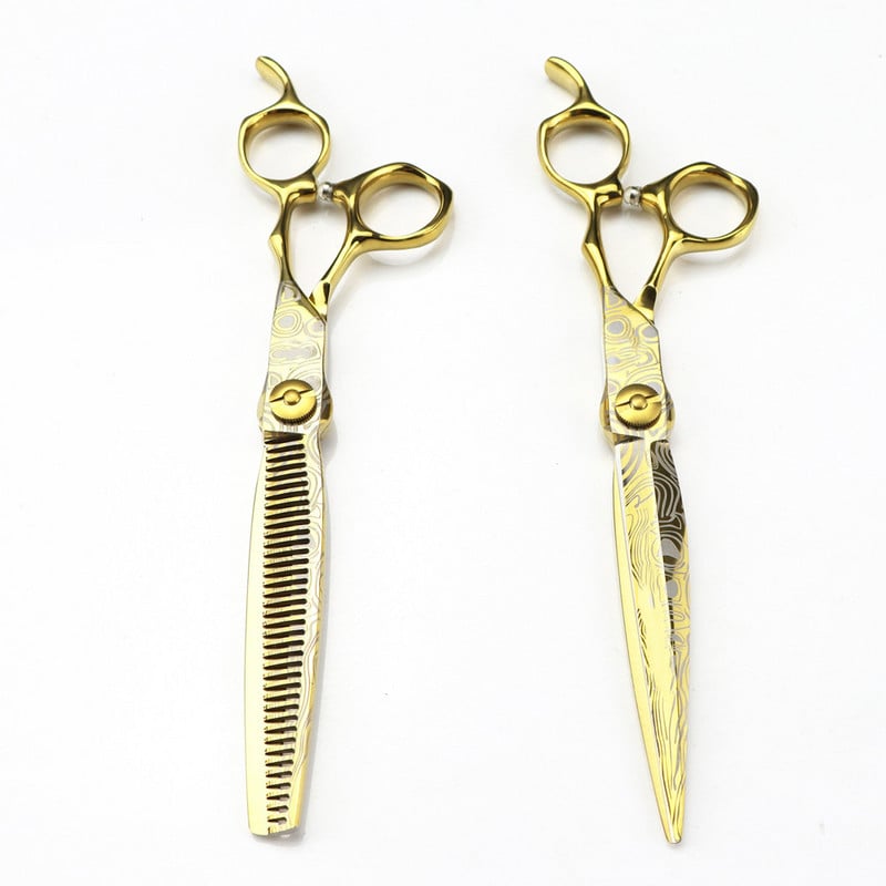 Professional 7'' Gold Damascus Ψαλίδι κοπής μαλλιών πολυτελείας ψαλίδι αραίωση εργαλεία κουρείου ψαλίδι κουρέματος Ψαλίδι κομμωτηρίου
