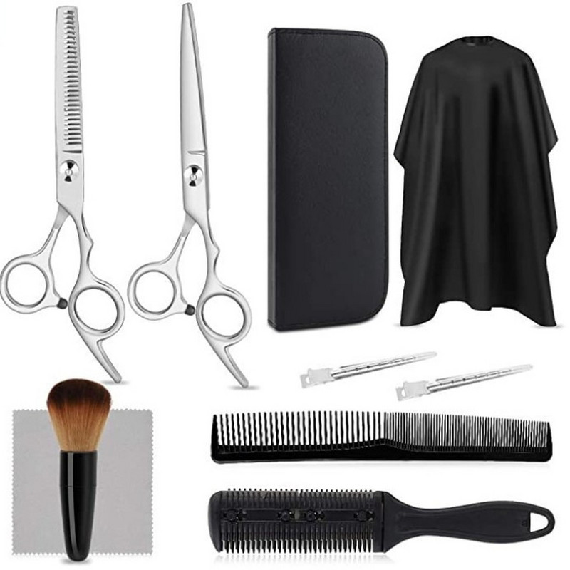 9PCS Professional Hairdressing Scissors Barber Cutting Hair Salon Thinning Hair Cutter Comb for Hairdressers Set Kit