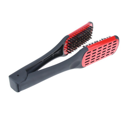 Фризьорство за коса Двустранна V скоба за четка Естествен керамичен шперплат Гребен за изправяне Инструменти за оформяне на влакна Преса за коса