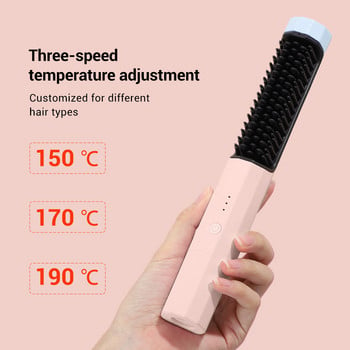 Професионална безжична електрическа четка за коса Изправяне Гребен с бързо нагряване USB зареждане Сешоар за къдрене Четка Инструменти за оформяне на коса