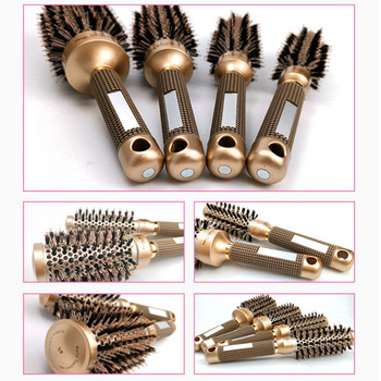4 размера Професионални инструменти за оформяне на салон Кръгъл гребен за коса Фризьорски четки за коса с къдрици Гребен Гребен с керамична ютия