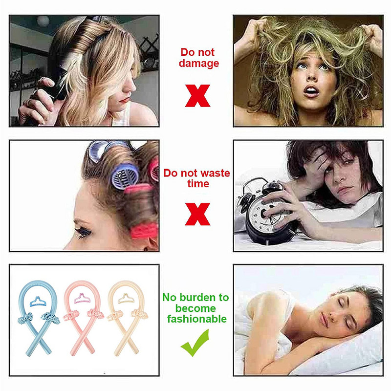 Bentita pentru curling fără căldură Bentita pentru ondulator leneș Faceți părul moale și strălucitor ondulator de păr Instrumente de coafură Bucle de păr fără căldură