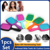 Гребени с издълбани широки зъби Въздушна възглавница Дамски гребен за масаж на скалпа Четка за коса Мокра суха коса Салон за разплитане Направи си сам Фризьорски инструмент
