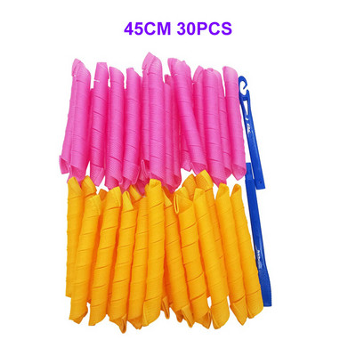 Magic Hair Roller 30/45/55/65CM Mīksts DIY spirālveida matu ruļlis Nekarstošas cirtas gariem matiem veidošanas rīku komplekts Kērlinga stieņi ar āķi