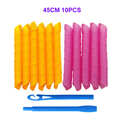 Magic Hair Roller 30/45/55/65CM Mīksts DIY spirālveida matu ruļlis Nekarstošas cirtas gariem matiem veidošanas rīku komplekts Kērlinga stieņi ar āķi