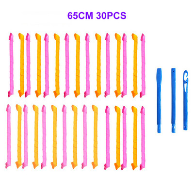 Magic Hair Roller 30/45/55/65CM Mīksts DIY spirālveida matu ruļlis Nekarstošas cirtas gariem matiem veidošanas rīku komplekts Kērlinga stieņi ar āķi