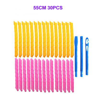 Magic Hair Roller 30/45/55/65CM Mīksts DIY spirālveida matu ruļlis Nekarstošas cirtas gariem matiem veidošanas rīku komplekts Kērlinga stieņi ar āķi