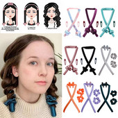 Velvet Heatless kērlinga stieņa galvas saite Lazy lokotāju komplekts matu spirālveida bumbieru ziedu dzelzs matu aksesuāri Flexi stieņi matu ruļļu rīki