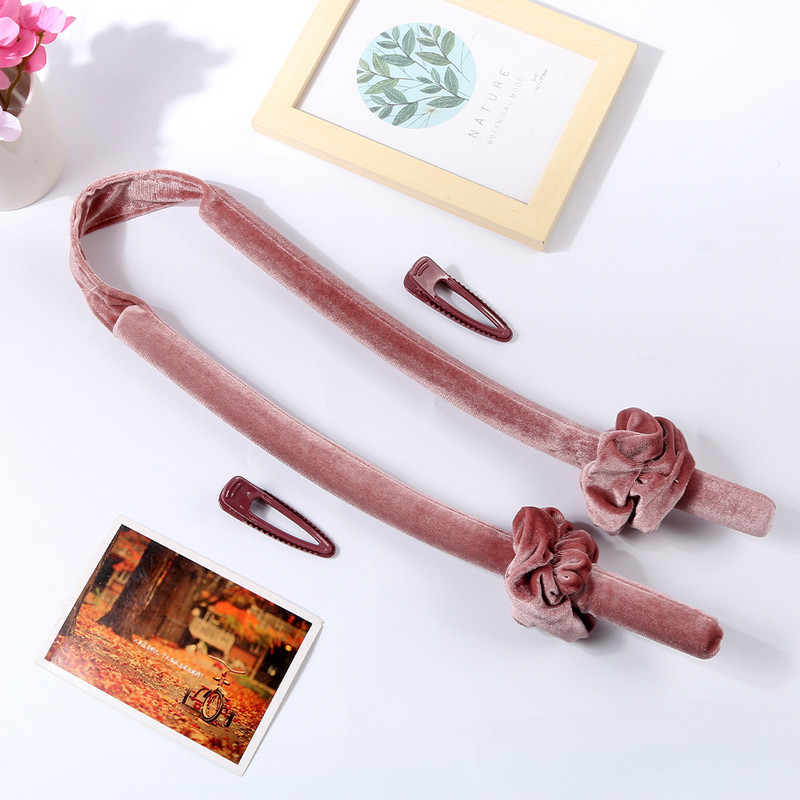 Velvet Heatless kērlinga stieņa galvas saite Lazy lokotāju komplekts matu spirālveida bumbieru ziedu dzelzs matu aksesuāri Flexi stieņi matu ruļļu rīki