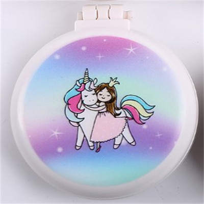 Kompakt hordozható összecsukható fésű Hordozható utazási fésű légzsák-masszázs tükör Unicorn Pony légzsákfésűvel