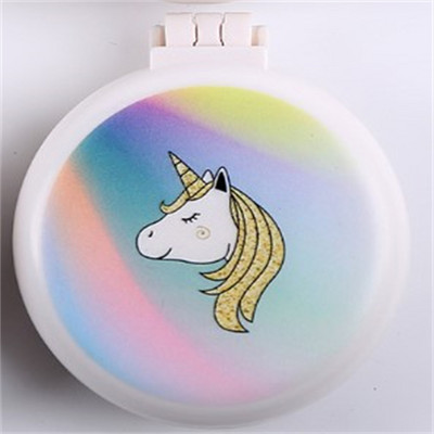 Kompakt hordozható összecsukható fésű Hordozható utazási fésű légzsák-masszázs tükör Unicorn Pony légzsákfésűvel