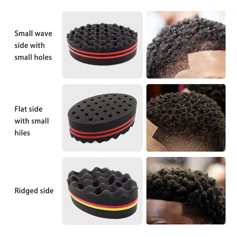 „African Magic Barber Sponge“ plaukų šepetys juodiems vyrams „Twist Sponge“ dvipusis „Magic Hair Curl Weave Dreads Sponge“ šepetys