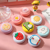 1db Kawaii sminktükör aranyos párnafésű kartondobozos lány mini összecsukható szilikon egyoldalas hordozható kerek tükör fésűvel