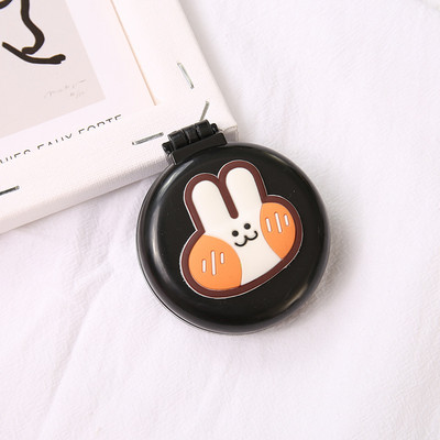 1db Kawaii sminktükör aranyos párnafésű kartondobozos lány mini összecsukható szilikon egyoldalas hordozható kerek tükör fésűvel