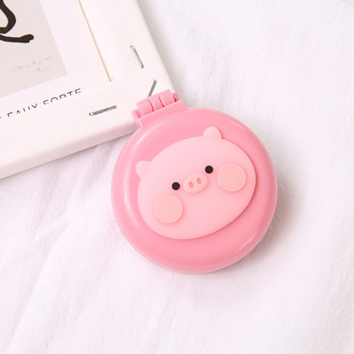 1db Kawaii sminktükör aranyos párnafésű kartondobozos lány mini összecsukható szilikon egyoldalas hordozható kerek tükör fésűvel