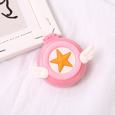 1db Kawaii sminktükör aranyos párnafésű kartondobozos lány mini összecsukható szilikon egyoldalas hordozható kerek tükör fésűvel
