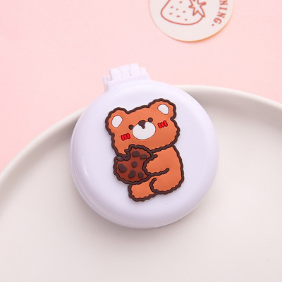 1db Kawaii sminktükör aranyos párnafésű kartondobozos lány mini összecsukható szilikon egyoldalas hordozható kerek tükör fésűvel