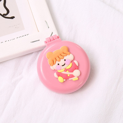 1db Kawaii sminktükör aranyos párnafésű kartondobozos lány mini összecsukható szilikon egyoldalas hordozható kerek tükör fésűvel