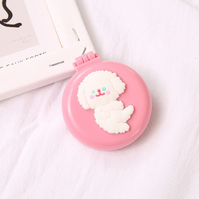 1db Kawaii sminktükör aranyos párnafésű kartondobozos lány mini összecsukható szilikon egyoldalas hordozható kerek tükör fésűvel