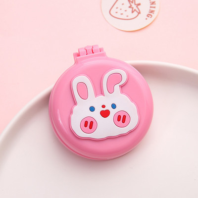 1db Kawaii sminktükör aranyos párnafésű kartondobozos lány mini összecsukható szilikon egyoldalas hordozható kerek tükör fésűvel
