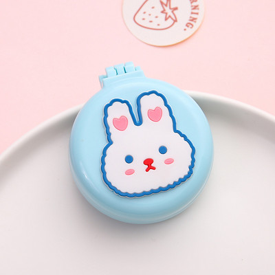 1db Kawaii sminktükör aranyos párnafésű kartondobozos lány mini összecsukható szilikon egyoldalas hordozható kerek tükör fésűvel