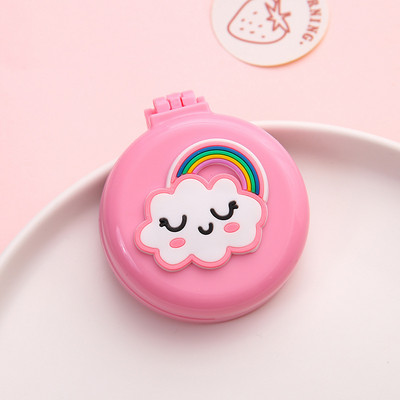 1db Kawaii sminktükör aranyos párnafésű kartondobozos lány mini összecsukható szilikon egyoldalas hordozható kerek tükör fésűvel