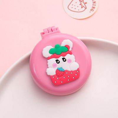 1db Kawaii sminktükör aranyos párnafésű kartondobozos lány mini összecsukható szilikon egyoldalas hordozható kerek tükör fésűvel