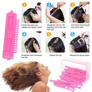 25Pcs Пухкава коса Пръчки за студено къдрене Air Bang Styling Bars Ролки за коса Morgan Perm Curling Curling Clips Комплект инструменти