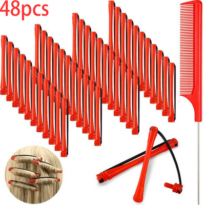 Šipke za trajnu kosu od 48 komada Kratke šipke s hladnim valovima Plastične šipke za trajnu Valjci za uvijanje kose Uvijači s čeličnim češljem