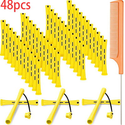 Šipke za trajnu kosu od 48 komada Kratke šipke s hladnim valovima Plastične šipke za trajnu Valjci za uvijanje kose Uvijači s čeličnim češljem
