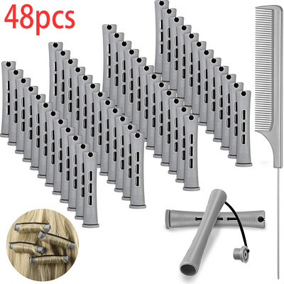 Šipke za trajnu kosu od 48 komada Kratke šipke s hladnim valovima Plastične šipke za trajnu Valjci za uvijanje kose Uvijači s čeličnim češljem