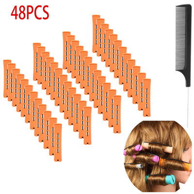 Šipke za trajnu kosu od 48 komada Kratke šipke s hladnim valovima Plastične šipke za trajnu Valjci za uvijanje kose Uvijači s čeličnim češljem