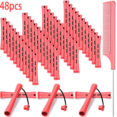 Šipke za trajnu kosu od 48 komada Kratke šipke s hladnim valovima Plastične šipke za trajnu Valjci za uvijanje kose Uvijači s čeličnim češljem