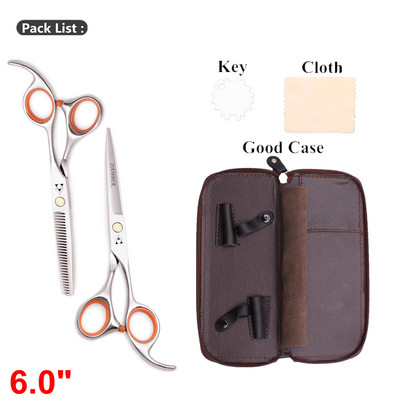 5.5 6.0 Profesionalios kirpyklos žirklės plaukams retinimo kirpėjų žirklių rinkinys plaukų kirpimo žirklės Japan Steel 440C Scissor 1008#