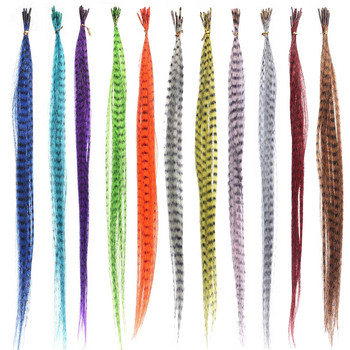 55 бр. Многоцветни синтетични пера, коса за удължаване на коса Направи си сам микро мъниста, комплект шиньони, пера, инструменти за удължаване на коса