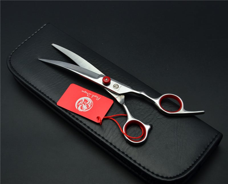 7"-es, 19,5 cm-es JP acél lila sárkányvágó olló kutyához ívelt vágóolló Kutyaápoláshoz Professzionális kisállatszőr-olló Z4001