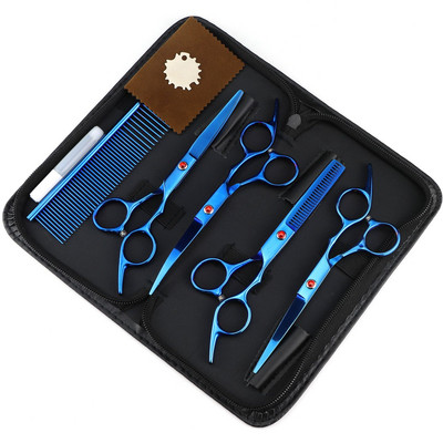 7,5-tolliste lemmikloomakääride komplekt, sirge lõikega harvenduskäärid ja kumerad kääridega kalaluukäärid koerte hoolduskääride komplekt