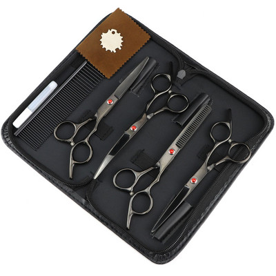 7,5-tolliste lemmikloomakääride komplekt, sirge lõikega harvenduskäärid ja kumerad kääridega kalaluukäärid koerte hoolduskääride komplekt