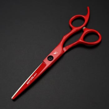 Nepurlson Red Barber Shears Hair Scissors 6 Inch Professional Salon Hairdressing Scissors Hair Cutting Thinning Scissors Set