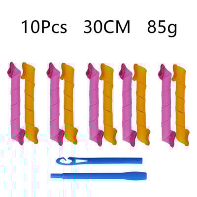 10 gab. Nekarsējams kērlinga stienis bez karstuma matu ruļļi Spirālveida matu ruļļi gulēšanai, mīksts čokurošanās stienis, viļņu veidotājs, DIY matu veidošanas rīks