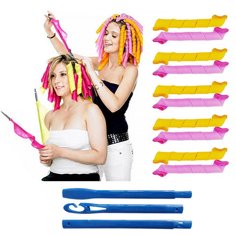 10 gab. Nekarsējams kērlinga stienis bez karstuma matu ruļļi Spirālveida matu ruļļi gulēšanai, mīksts čokurošanās stienis, viļņu veidotājs, DIY matu veidošanas rīks