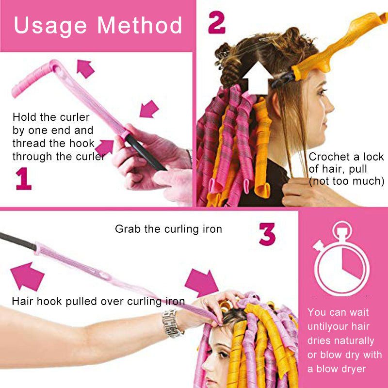 10 gab. Nekarsējams kērlinga stienis bez karstuma matu ruļļi Spirālveida matu ruļļi gulēšanai, mīksts čokurošanās stienis, viļņu veidotājs, DIY matu veidošanas rīks